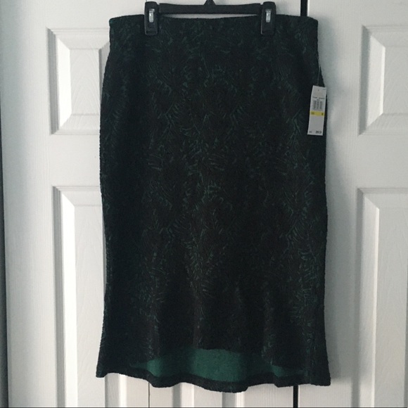 Michael Kors Black Jacquard Leaf Skirt size MED - Picture 1 of 8